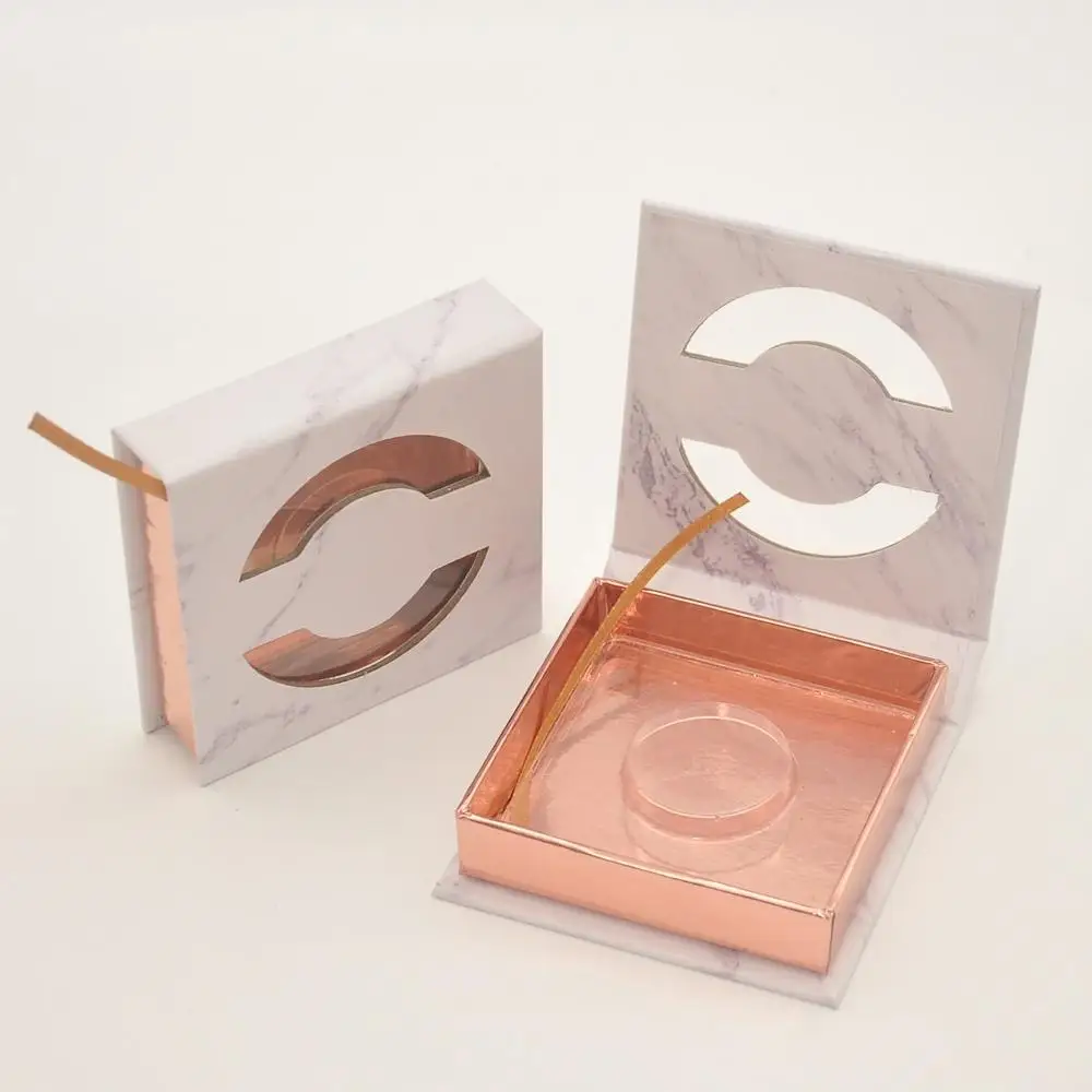 

Wholesale eyelash peackaging box lash boxes package custom square magnetic marble grey 25mm mink lashes makeup case bulk vendors