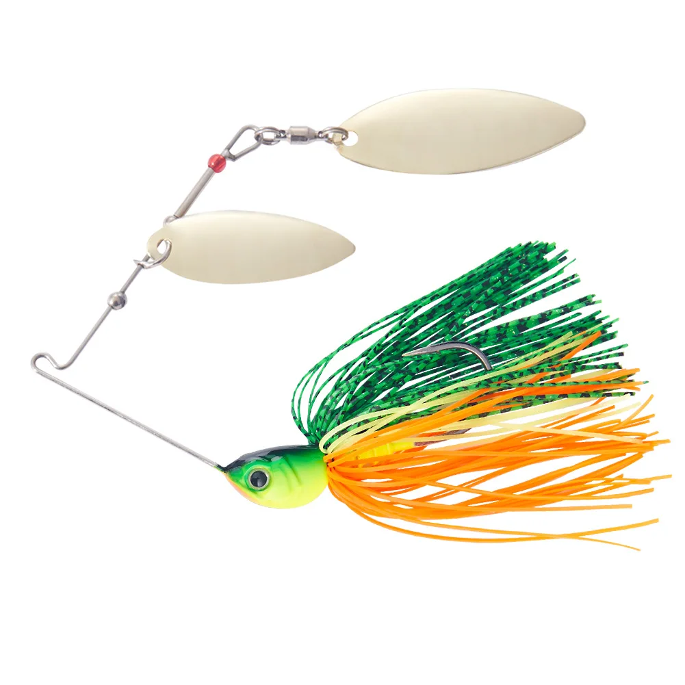 

Chatterbait Spinner Bait Lure Bass Fishing Lures Double Willow Blade 14g Buzzbait Mustad Hook