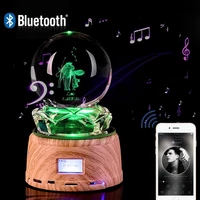 12 constellation leo crystal ball led night light wood rotating base mp3 engraved bluetooth rgb lamp gift for birthday gift