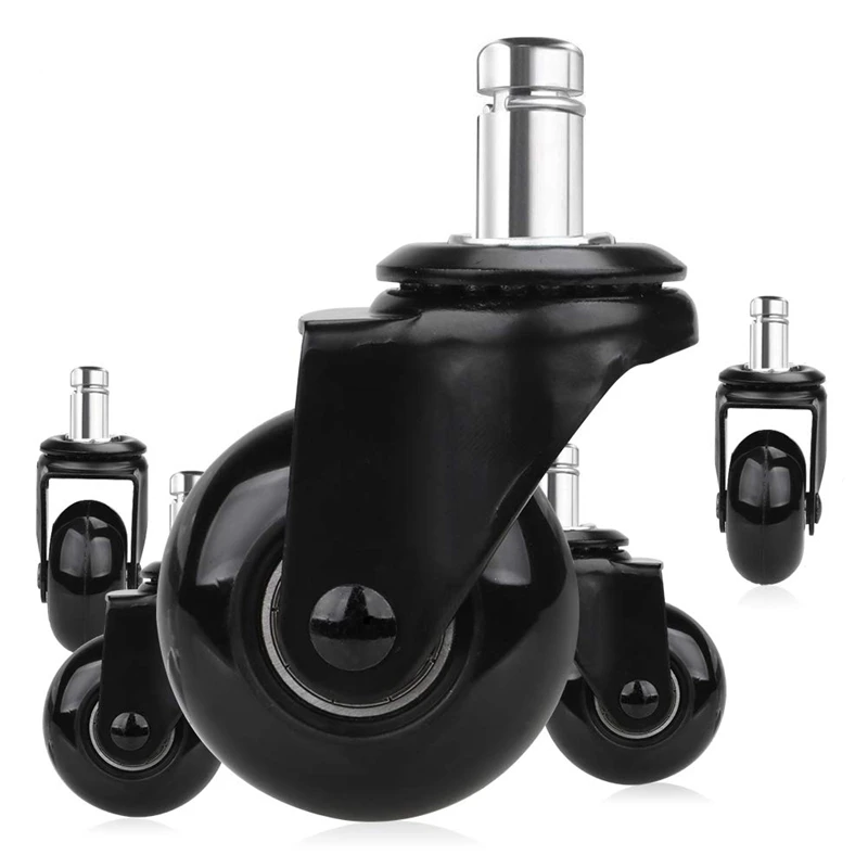 5 Pcs Replacement Chair Caster Wheels 2 inch, Heavy Duty Wheels with Plug-In Stem 7/16 X 7/8 inch,Quiet & Smooth Rolling