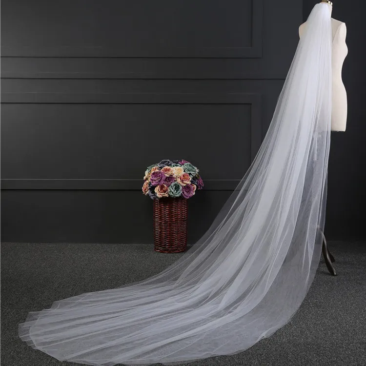 

European and American Bride Wedding Veil Long 3 M Single Layer Veil with Hair Comb Veil Evening Dress Double Layer Tailing Veil
