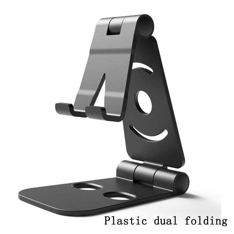 black plastic fold SeenDa Универсальный Регулируемый держатель для мобильного телефона для iPhone Huawei Xiaomi пластиковая подставка для телефона настольная подставка для планшета металлическая подставка для рабочего стола - Цвет: black plastic fold