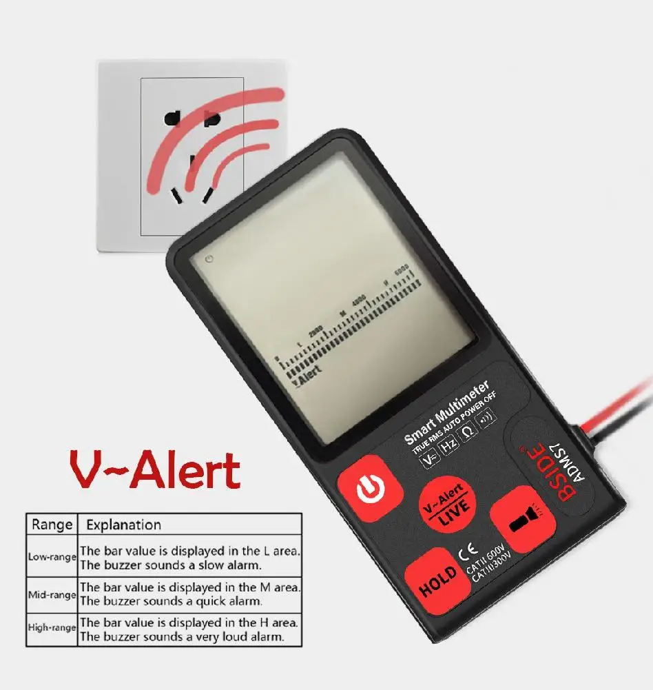 BSIDE ADMS7 Portable Digital Multimeter Large 3.5&quot LCD 3-Line Display Voltmeter With Voltage NCV Resistance Ohm Hz Tester |