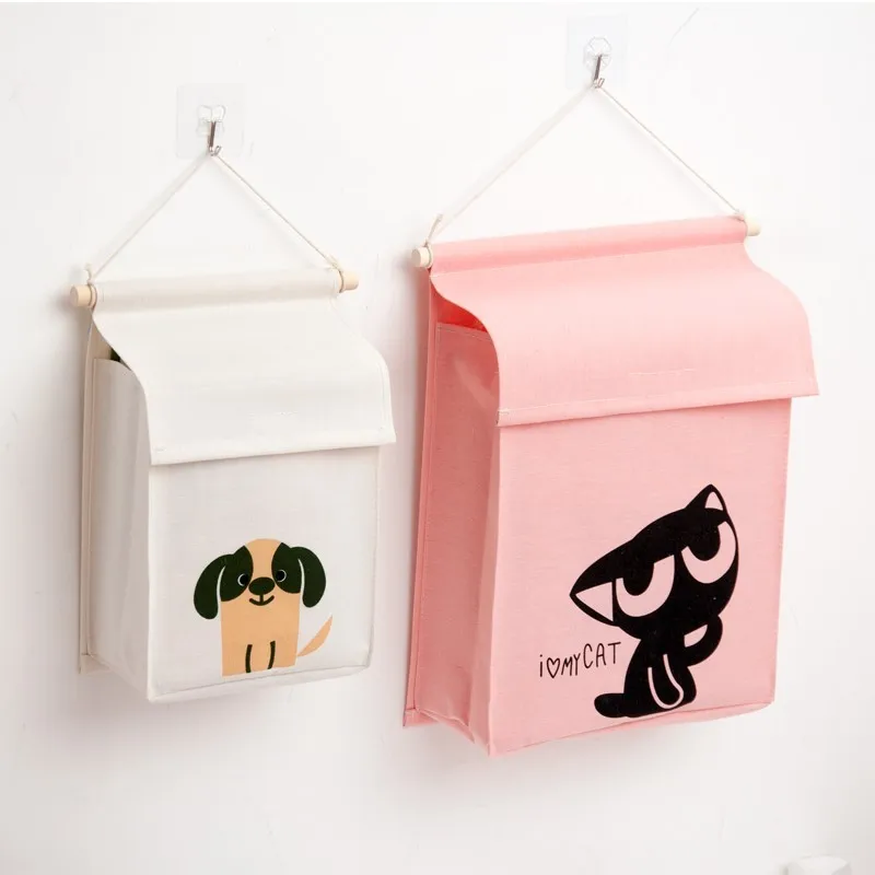 

New Cotton Linen wall hanging organizer storage bag sundries storage Pocket Cosmetic pouch for underwear socks home decor