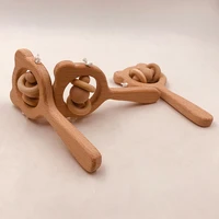 1pc hand teething wooden ring baby rattles play gym wooden toys bed stroller educational toys 0 12months j0350