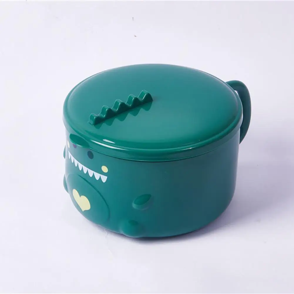 

Small dinosaur instant noodle bowl household stainless steel with lid cartoon cute dormitory student office worker rice bowl