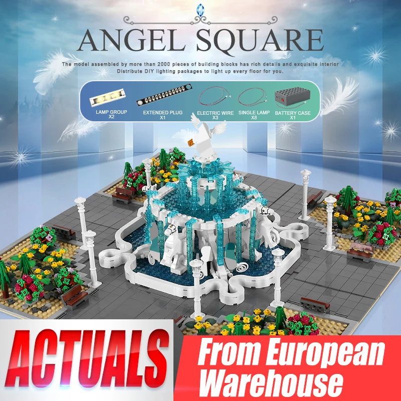 

Формы KING 16003 игрушки для уличного строительства MOC, квадратная модель ангела со светодиодами, детали для строительства, кирпичи, детские рож...