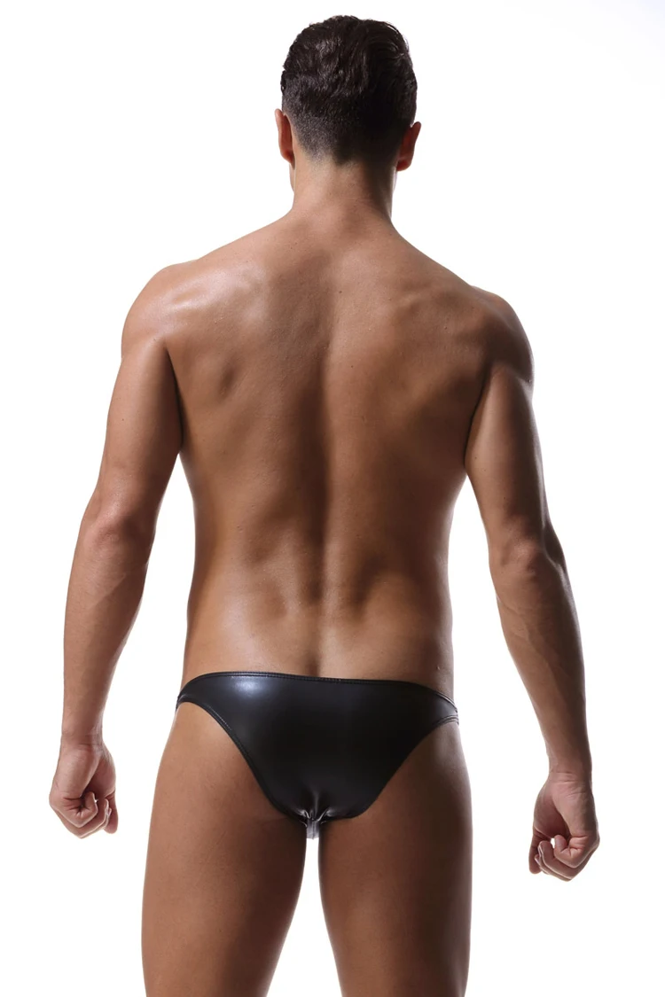 Трусы-брифы мужские с заниженной талией сексуальные искусственная кожа модные