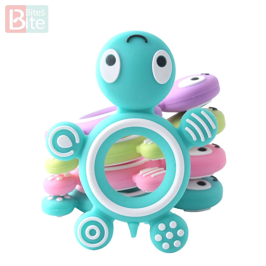10PCS/5PCS Silicone Baby Teethers Turtle Food Grade Tortoise Silicone Tiny Rod Children's Goods Nurse Gift Baby Teether Toys