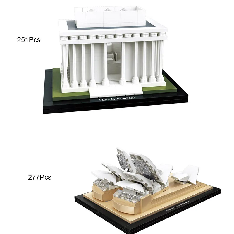 Мини мировая архитектура Сиднейский оперный дом Линкольн Мемориальный блок