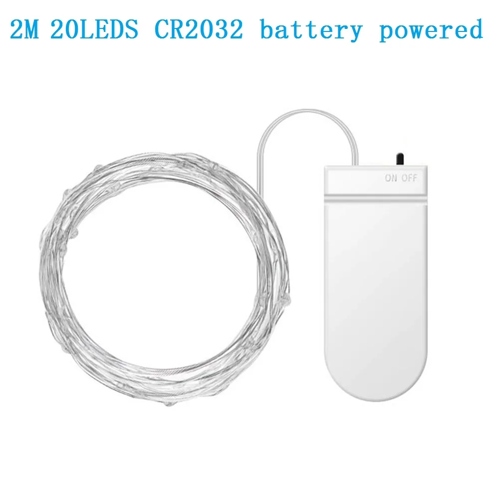 2M 20LEDS CR2032 Рождественский светильник s медный провод светодиодный светильник для бутылки вина Сказочный светильник 1 м 2 м 3M 5 м 10 м вечерние свадебные украшения для домашней комнаты гирлянда - Испускаемый цвет: 2M 20LEDS CR2032