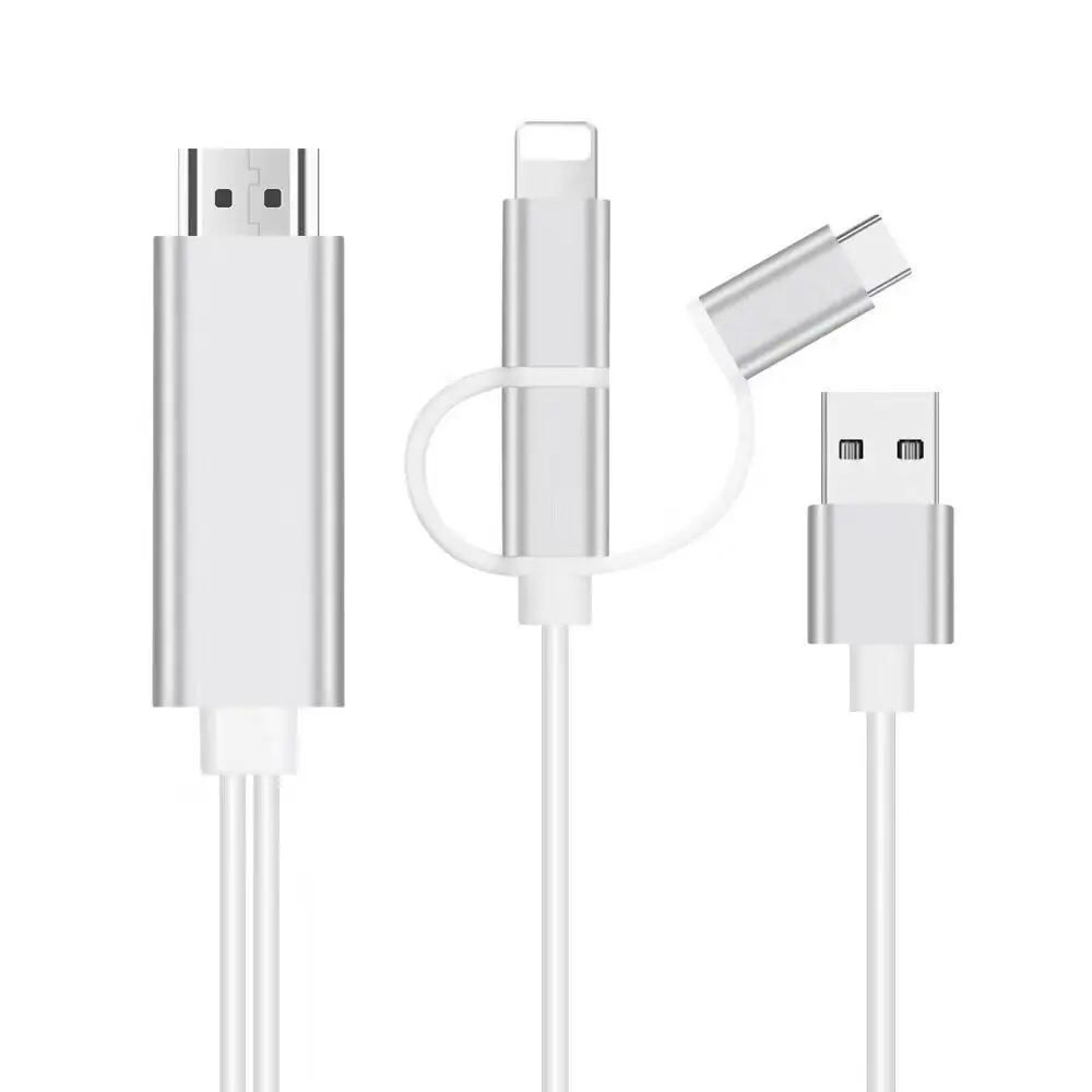 Кабель MHL 3 в 1 для iPhone HDMI-совместим с телефоном Samsung и проектором TV HDMI-совместимый