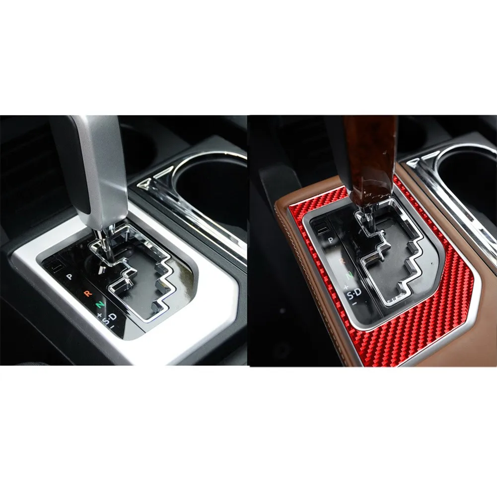 

1 Pcs Car Shift Lever Panel Trim Cover Gears Panel Sticker Carbon Fiber Red Stickers Interior Accessories For Toyota Tundra