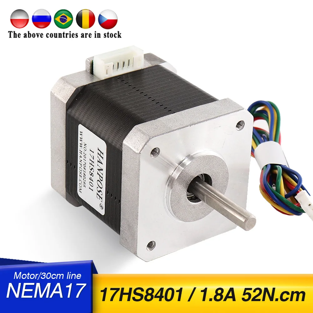 Шаговый двигатель 42bygh 1.8A (17hs8401) 4 проводной nema17 42x48 мм для фрезерных станков с ЧПУ и