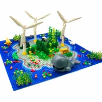 2022 windmill trees plants building blocks for diy sea whale shark parts moc bricks toys compatible island base plate juguetes