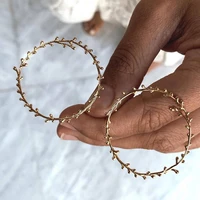 oe new fashion personality wave branch round geometric stud earrings woman luxury jewelry