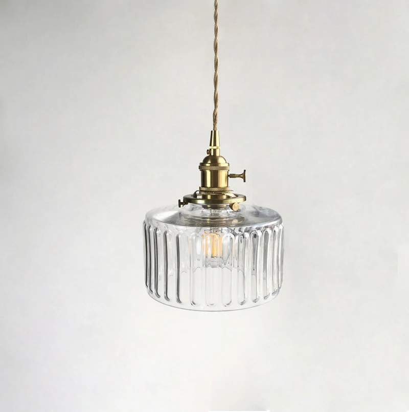 Lámpara colgante de cobre para dormitorio, luminaria Japonesa Moderna de diseño de vidrio, accesorios de iluminación Led, Color Nórdico