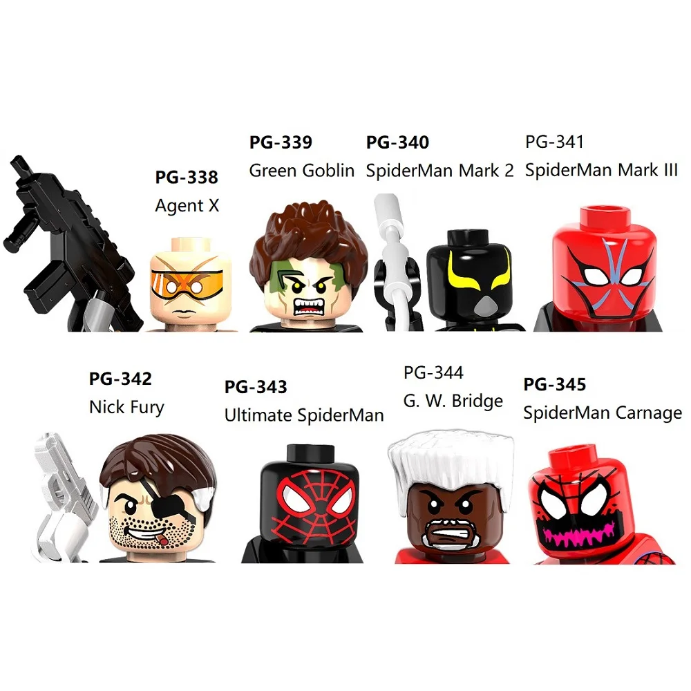 Agent X Force GW G W G. W. Bridge Ultimate SpiderMan Mark 2 3 Armor Carnage Nick Fury Green Goblin Blocks Mini Action Figure Toy | Игрушки и