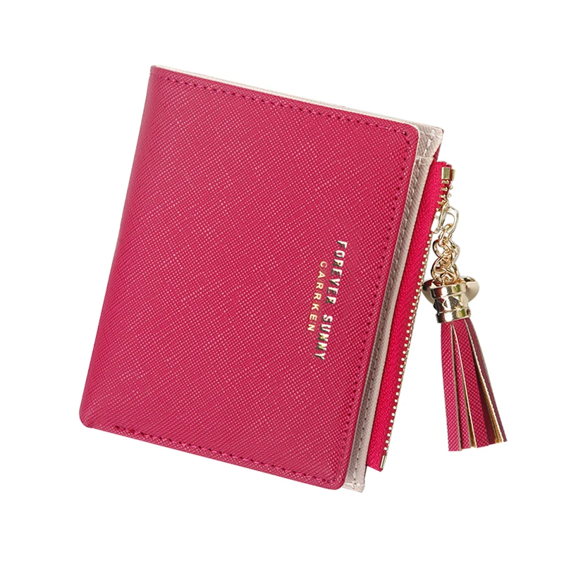 

Fashion Women's Wallets Tassel Short Wallet For Women Zipper Mini Coin Purse Ladies Small Wallet Female Leather Card Holder
