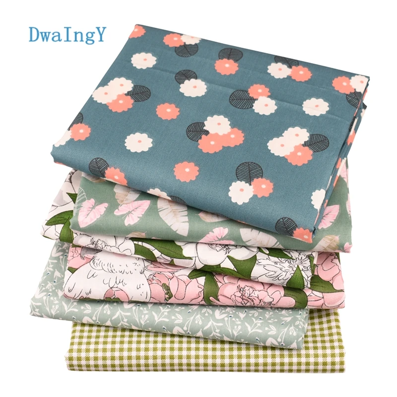 

DwaIngY 6pcs/lot Green Series Cotton Fabric For Sewing Patchwork DIY Quilting Cloth Fat Quarters Material Baby Doll 40X50CM/PCS