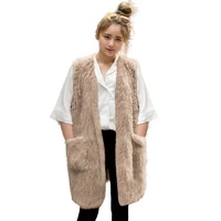 free shipping womens natural real rabbit fur vest fur poncho fur shawl waistcoatjackets with pocket rabbit knitted winter