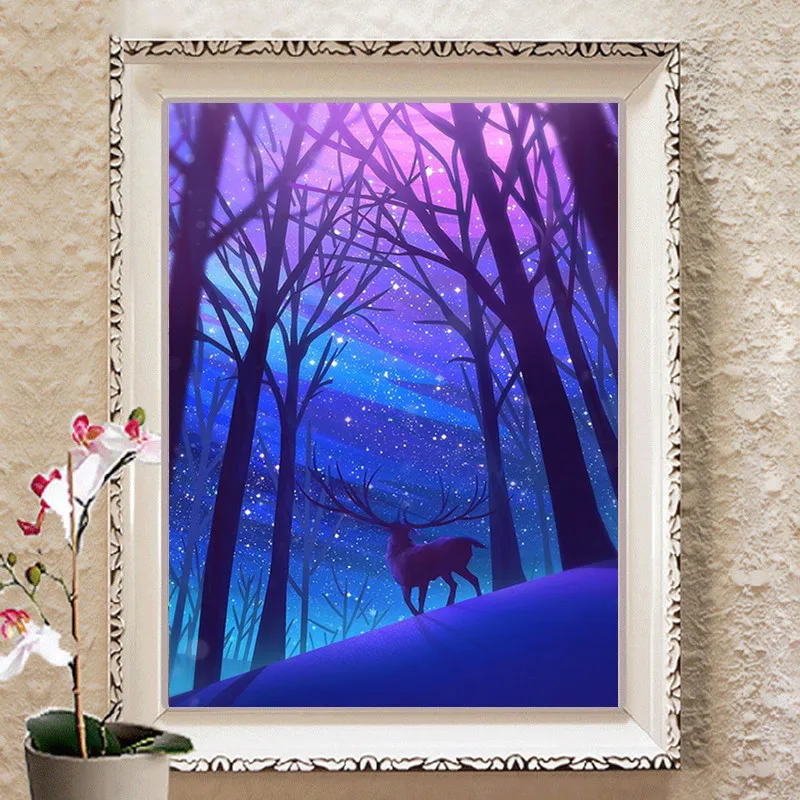 5D сделай сам полностью круглая алмазная живопись животные лось звездная