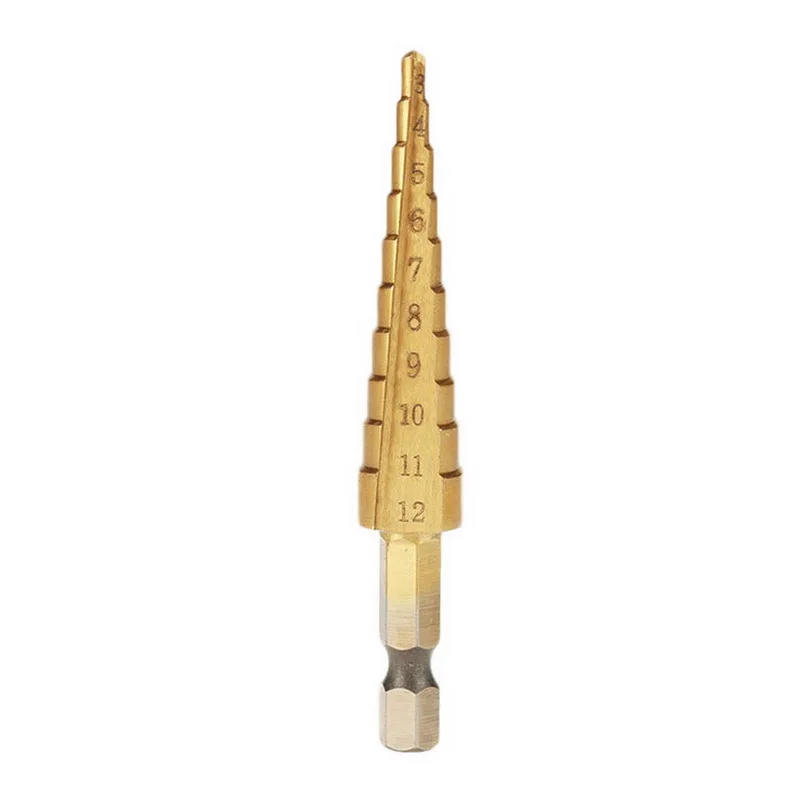 

3-12mm 4-12mm 4-20mm 4-22mm HSS Straight Groove Step Drill Bit Titanium Coated Wood Metal Hole Cutter Core Drilling Tools Set