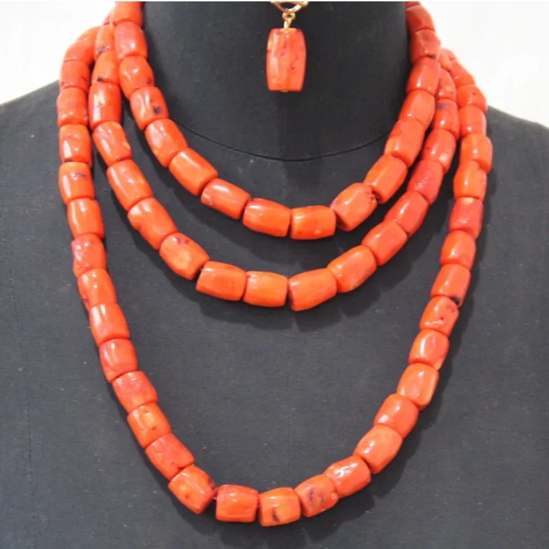 4UJewelry 12 мм коралловые африканские бусы комплект ювелирных изделий 3 слоя простой