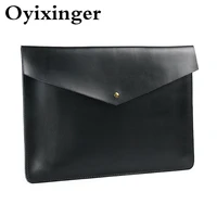 oyixinger luxury laptop briefcase genuine leather laptop sleeve for 13 inch macbook hp new envelope file holder for a4 document
