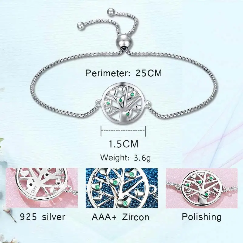 Женский браслет с зеленым кристаллом KALETINE из стерлингового серебра 925 пробы