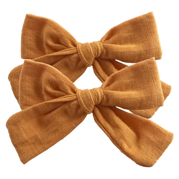 Solid color-675 BEILARRY, 2 шт., 4-дюймовые зажимы из хлопчатобумажной ткани с бантиком для маленьких девочек, заколки для волос с бантиком, заколки, заколки для волос, головные уборы, аксессуары для волос - Цвет: Solid color-675