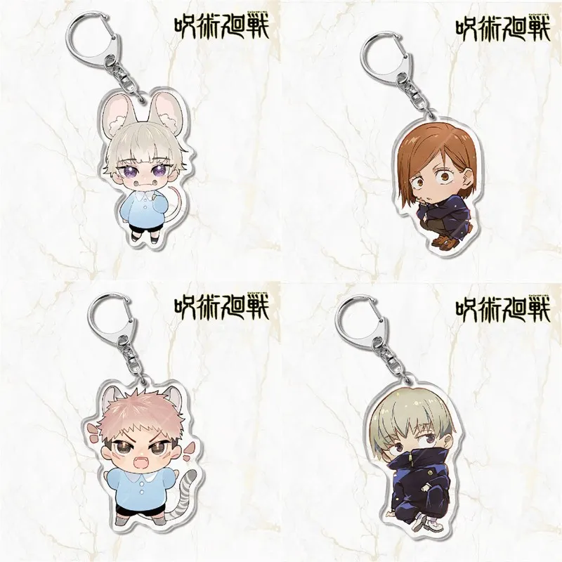 

Hot Anime Jujutsu Kaisen Key Chain Acrylic Figure Gojo Satoru Inumaki Toge Keychains Cute Bag Keyrings Fans Collection Gift