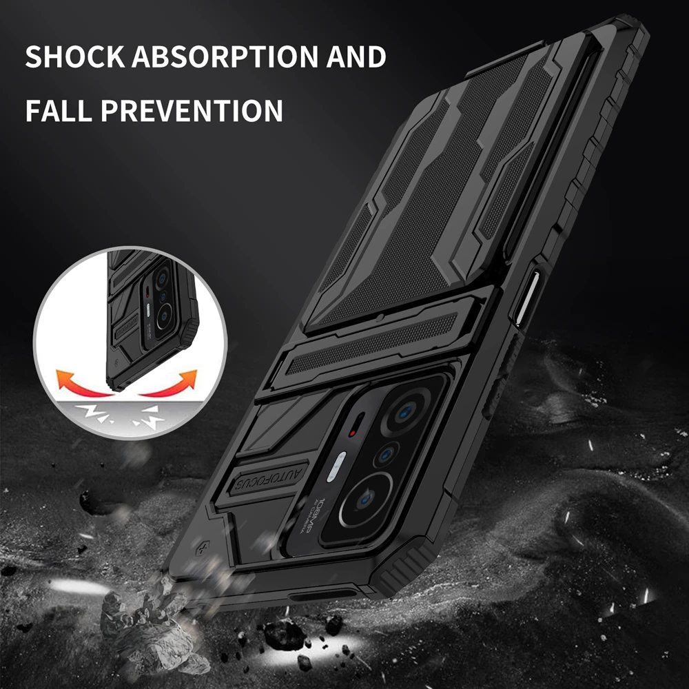keysion shockproof armor case for xiaomi mi 11t 11t pro 5g 11 lite with card slot stand phone back cover for poco x3 nfc m3 pro free global shipping