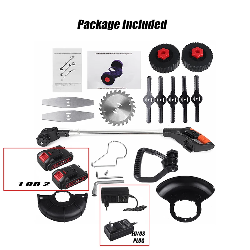 

2000W 36V Electric Grass Trimmer Cordless Lawn Mower Hedge Trimmer Adjustable Handheld Pruning Power Garden Tool With Battery