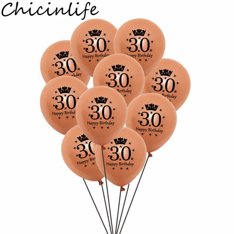 

10Pcs Rosegold 12inch Happy Birthday 30 40 50 60 Year Old Latex Balloons Adult 30th 40th 50th Birthday Party Decor Supplies