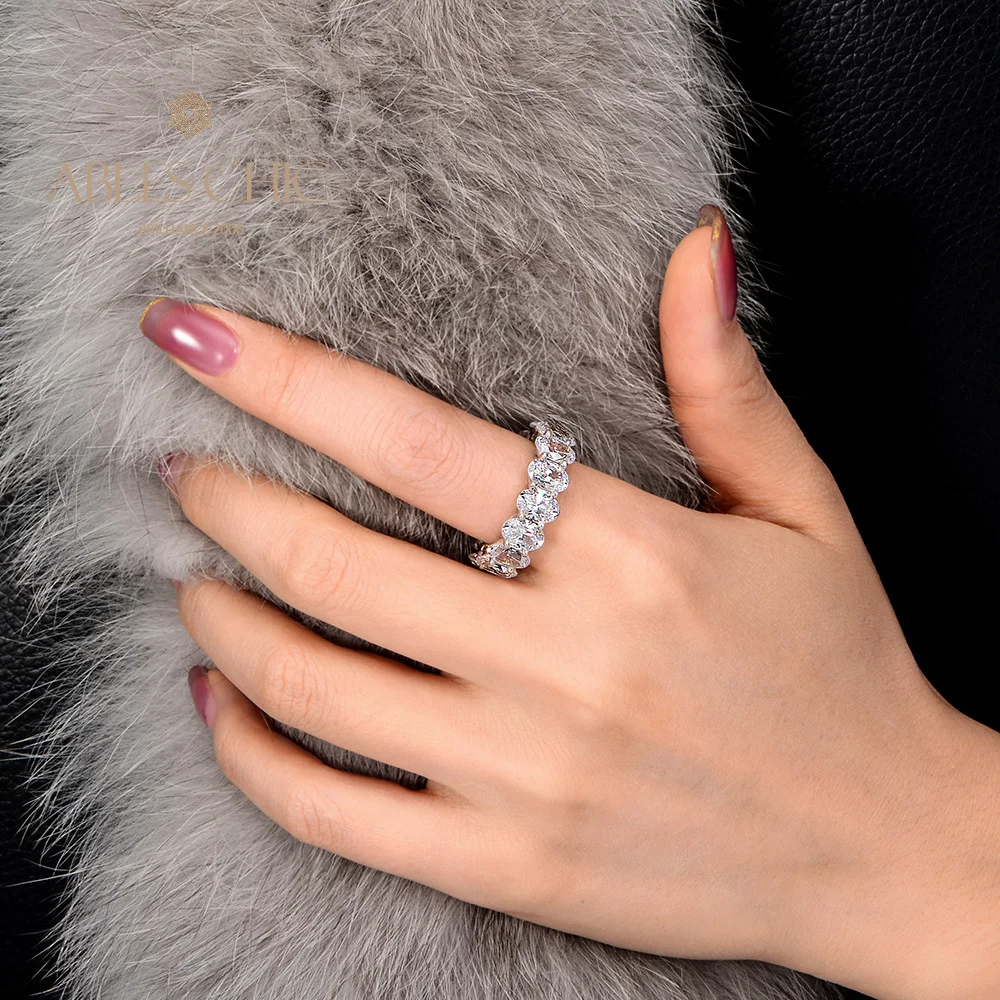 

925 Sterling Silver Oval Lab Diamond Full Circle Wedding Ring Refined Workmanship 5A Zircon Engagement Bridal Ring S2R1S2R1059