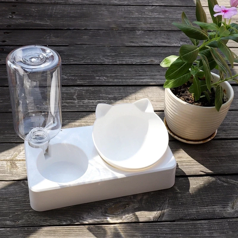 

LeChong Pet Bowl Automatic Cat Water Dispenser 15 Degree Tilt Dog Neck Protection Feeder Pet Breeding Basin With Stand