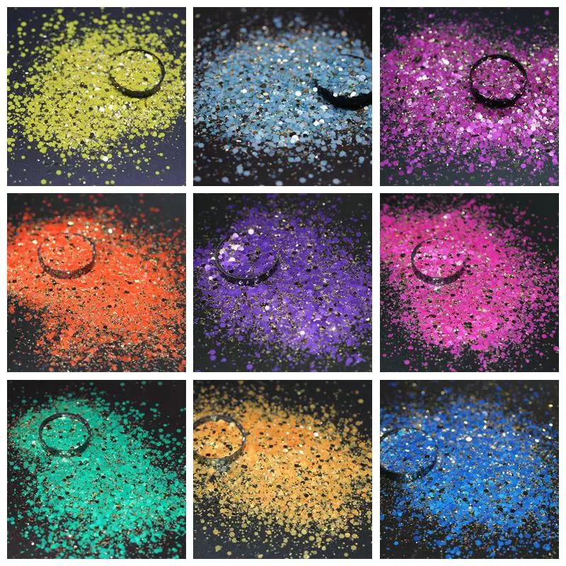 Грубая неоновая матовая блестящая микс ногтей Блеск Искусство для украшения