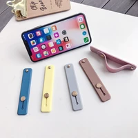 candy color finger ring holder silicon phone hand band holder for iphone wristband strap push pull grip stand bracket wholesale
