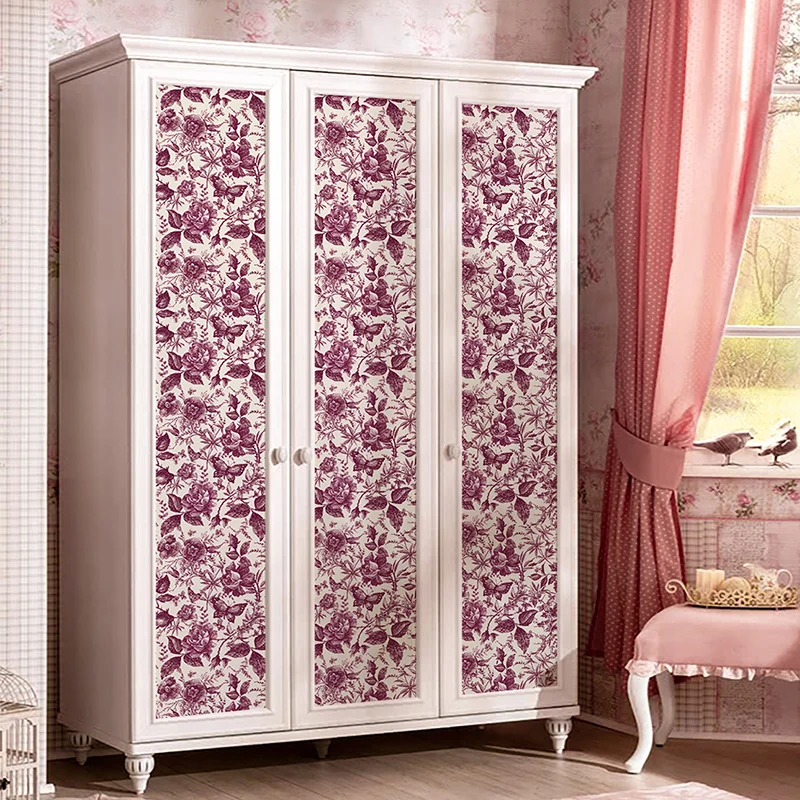 

Retro Flower Stickers Vintage Pink European Waterproof Unique Stickers Self Adhesive Vinilo Muebles Adhesivo House Decor EI50PT