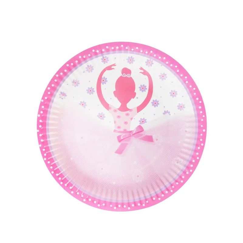 

10pcs 7inch Ballet Girl Paper Plate Baby Shower Girl Wedding Party Decoration Disposable Tableware Baked Cake Dish Anniversaire