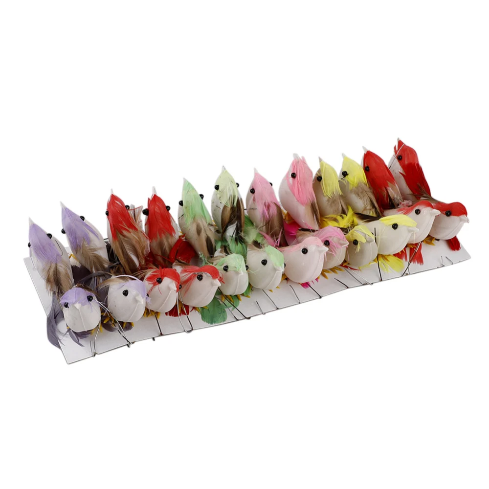 

24 Pcs Artificial Simulation Foam Birds Mini Ornaments DIY Craft For Wedding Decoration Home Garden Party Accessories