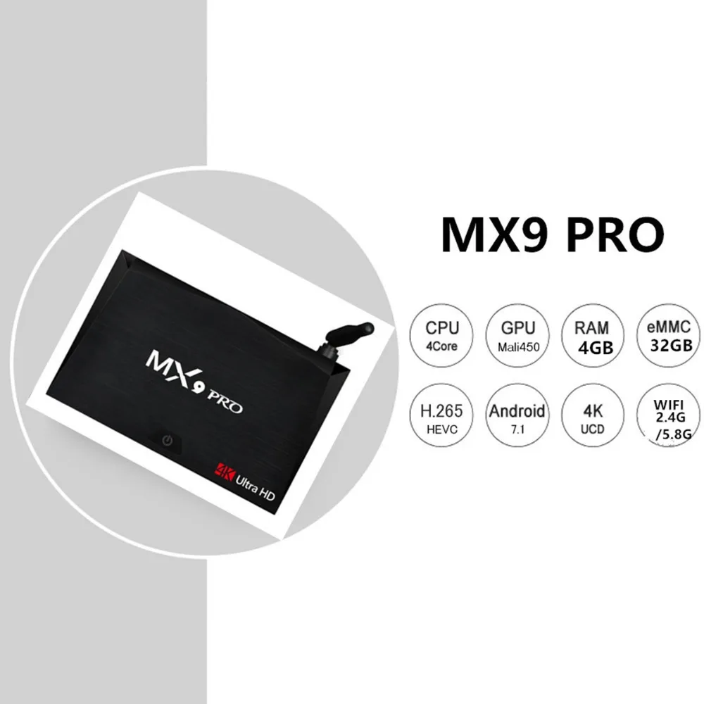 MX9 Pro 4 ГБ 32 ГБ Android 7,1 ТВ приставка RK3328 Четырехъядерный 4K VP9 3D 2,4G 5G WiFi BT4.1 смарт-приставка PK X96 X96 MINI