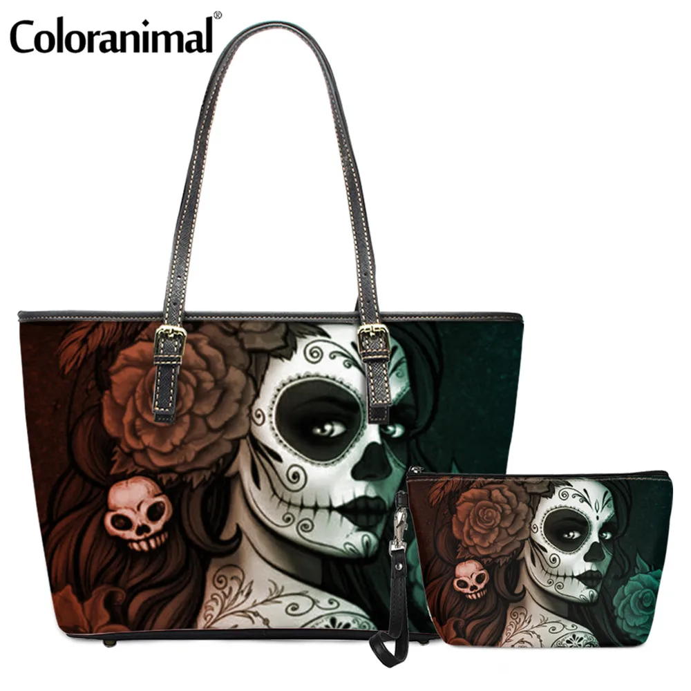 Coloranimal градиент сахарный череп с принтом для девочек (комплект сумка Для женщин 2