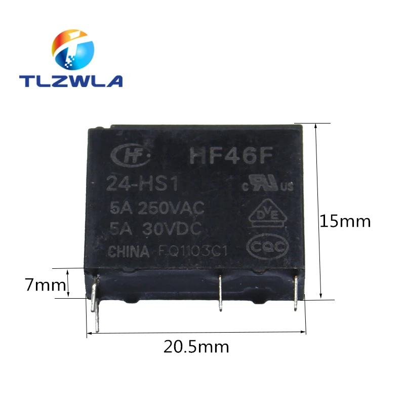 10 шт./лот 30 В постоянного тока реле питания HF46F-005-HS1 HF46F-012-HS1 5-HS1 12-HS1 24-HS1 5A 250VAC 4PIN 5V 12V