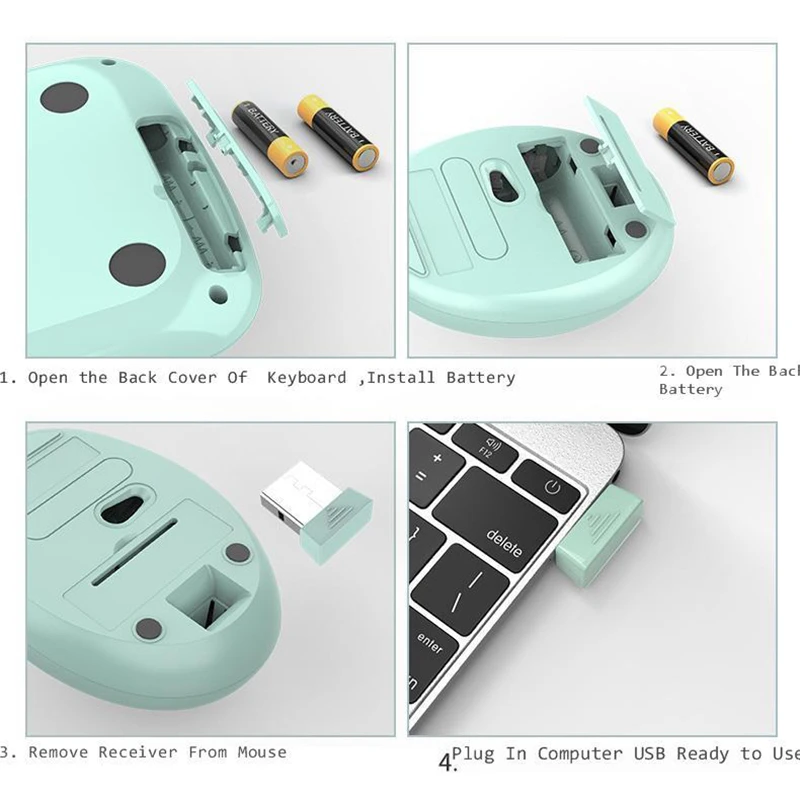 

Jelly Comb Wireless Keyboard and Mouse set for Laptop Notebook Computer Desk Cute Keyboard Mouse Comb Round Button keycap for