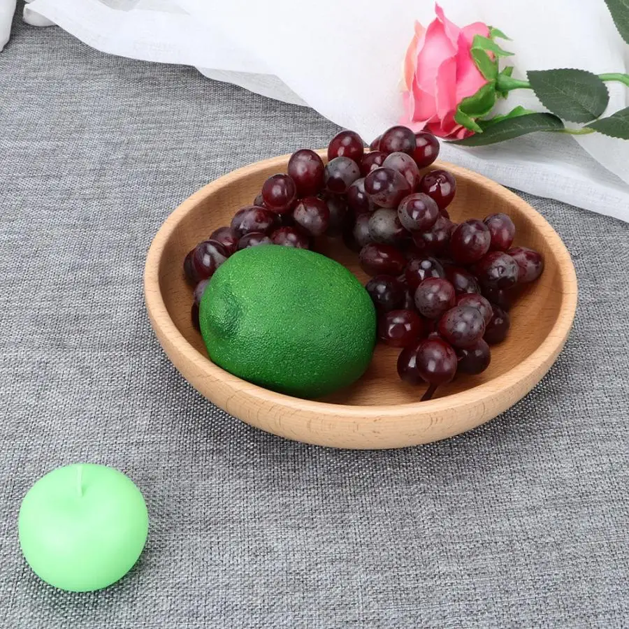 Поднос для сервировки чая и еды круглая деревянная тарелка 20 см из натурального