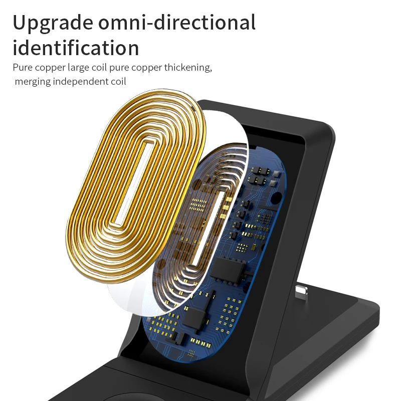 Base de carga inal&aacute;mbrica 3 en 1, 15W, para iPhone 13, 12, 11 Pro Max, Airpods, iWatch, Samsung S21, S20, soporte de cargador r&aacute;pido ultramagn&eacute;tico-3