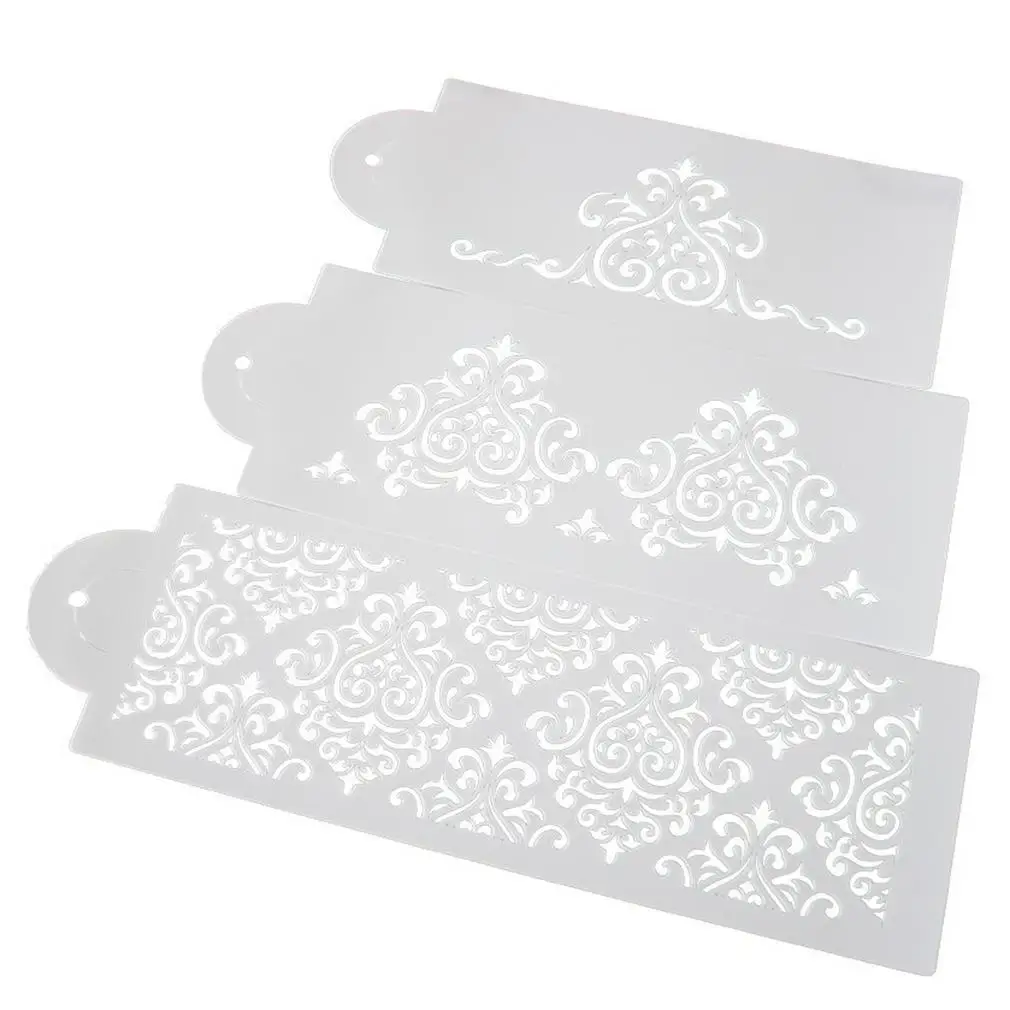 Накладные деревянные ажурные украшения Дамаск трафарет для торта резные