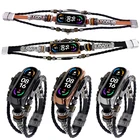 Кожаный ремешок сделай сам для Xiaomi mi Band 6 5 4 3, Модный Ретро ремешок в этническом стиле на miband 5 4, ремешок